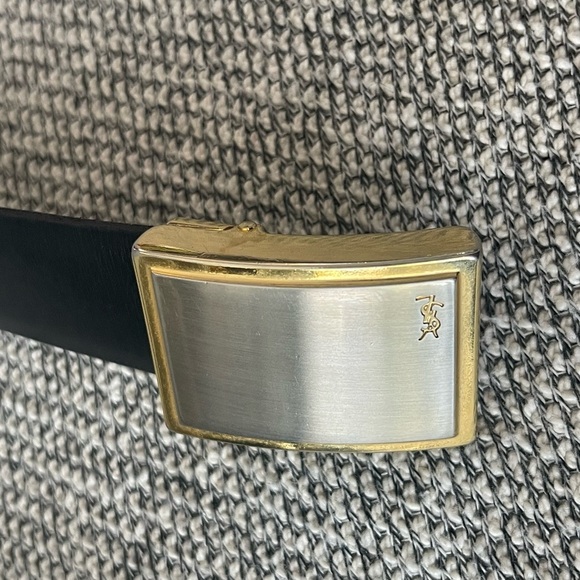 Yves Saint Laurent Black and Gold Leather Belt - Picture 10 of 16